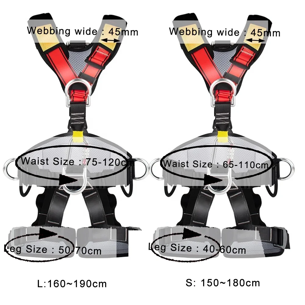 Cintura di sicurezza per tutto il corpo a cinque punti ad alto carico Imbracatura di sicurezza Attrezzatura anticaduta per alpinismo Arrampicata Salvataggio