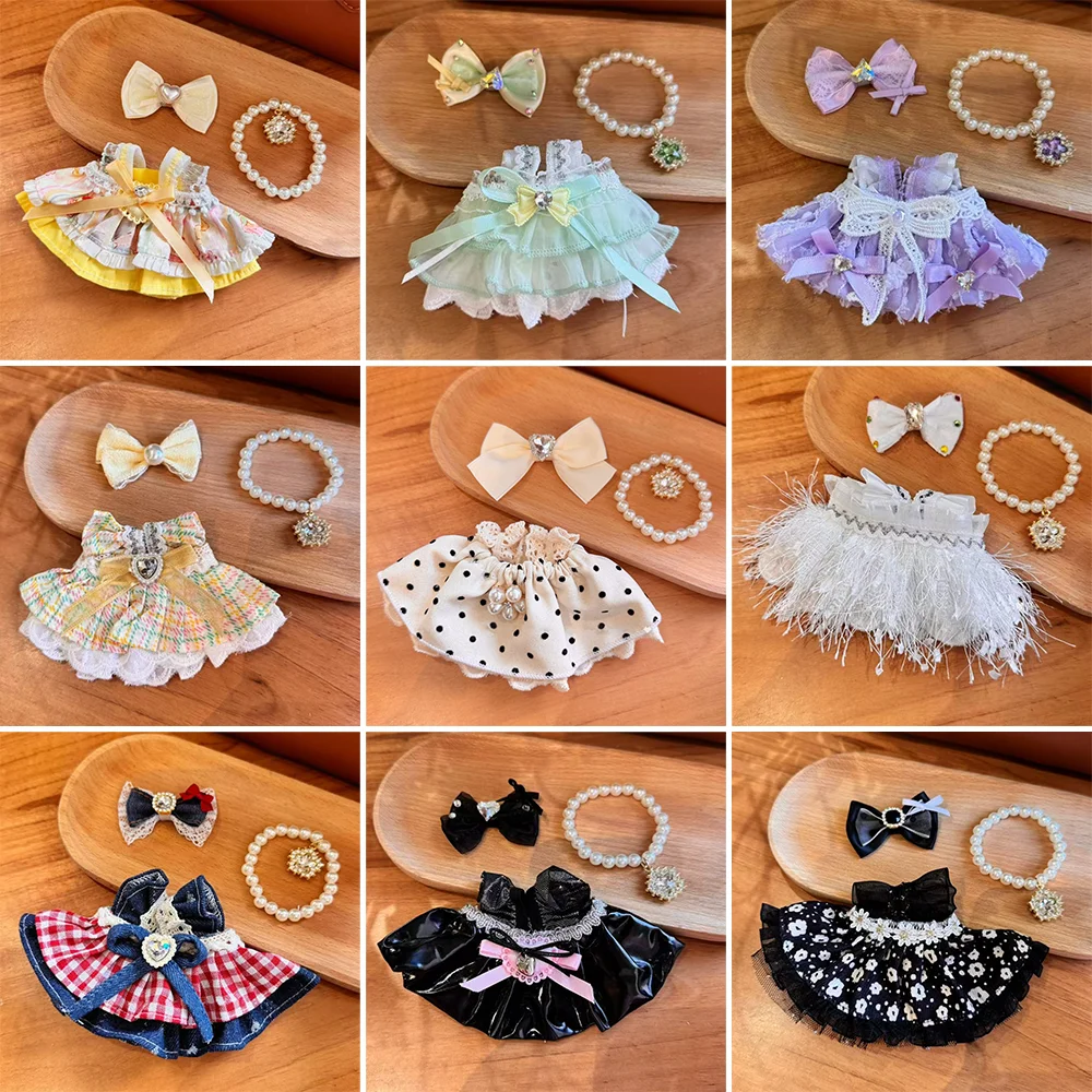 

Doll Clothes 15-17cm Mini Clothing Outfit Designer Bow Princess Dress Set Multiple Styles Plush Keychain Doll Accessories Decor