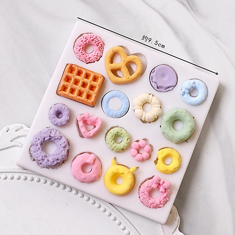 Mirosie Baking Cake Silicone Mold DIY Simulation Button Candy Cheese Bread Love Heart-shaped Donut Double Layer Cake Decoration