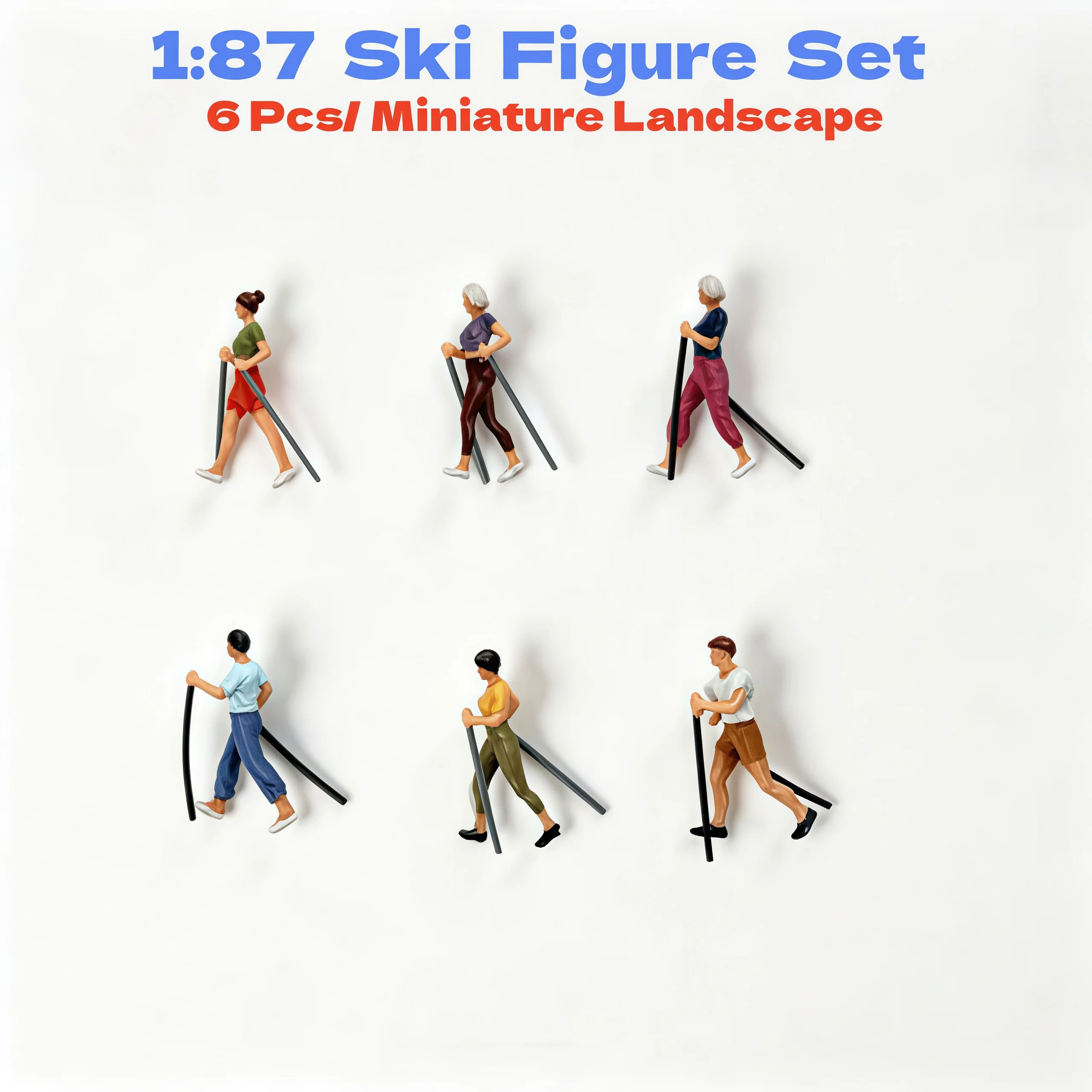 1:87 Scale Miniature Sports People Figures, 6pcs Set, Model Train Layout Diorama, Sand Table Scenery Accessories, DIY Scene Deco