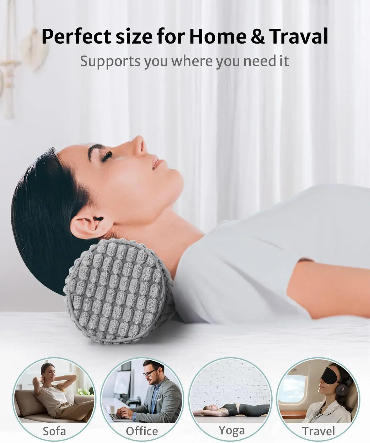 Neck Pillow for Sleeping Memory Foam Plush Dot Washable Cervical Neck Pillow for Neck Pain Relief Multi-Functional Round Pillow