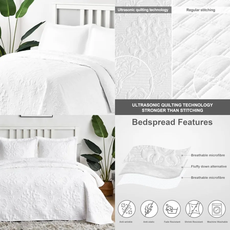 

Quilt California King Size - Ultrasonic Summer Bedspread California King, Soft Lightweight Coverlet Bedding Set, 3 Pieces 1 Qui