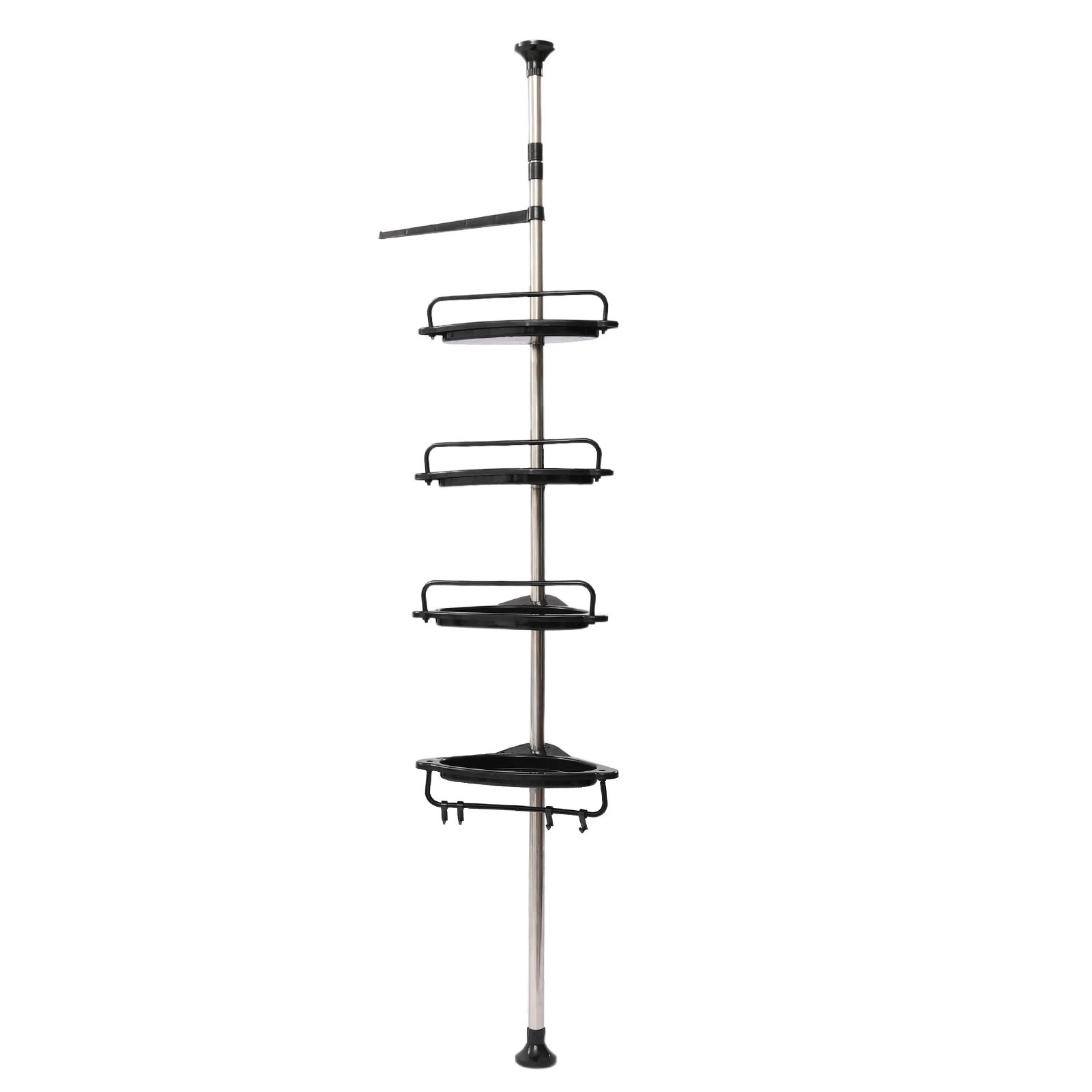 4 Tier Bathroom Corner Shelf Bath Shower Caddy Pole Storage Rack Tower Organizer