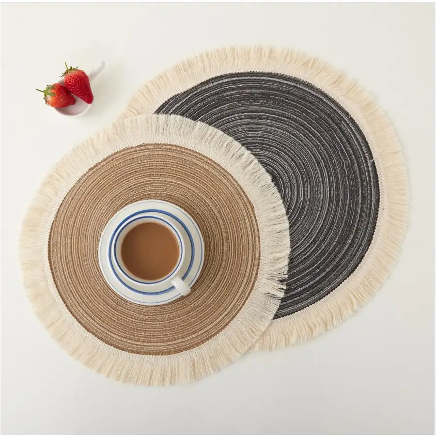 Pure Cotton Knitted round Carpet for Living Room Balcony Bedroom Handmade Tassel d Floor Mat Dining Table Center Piece