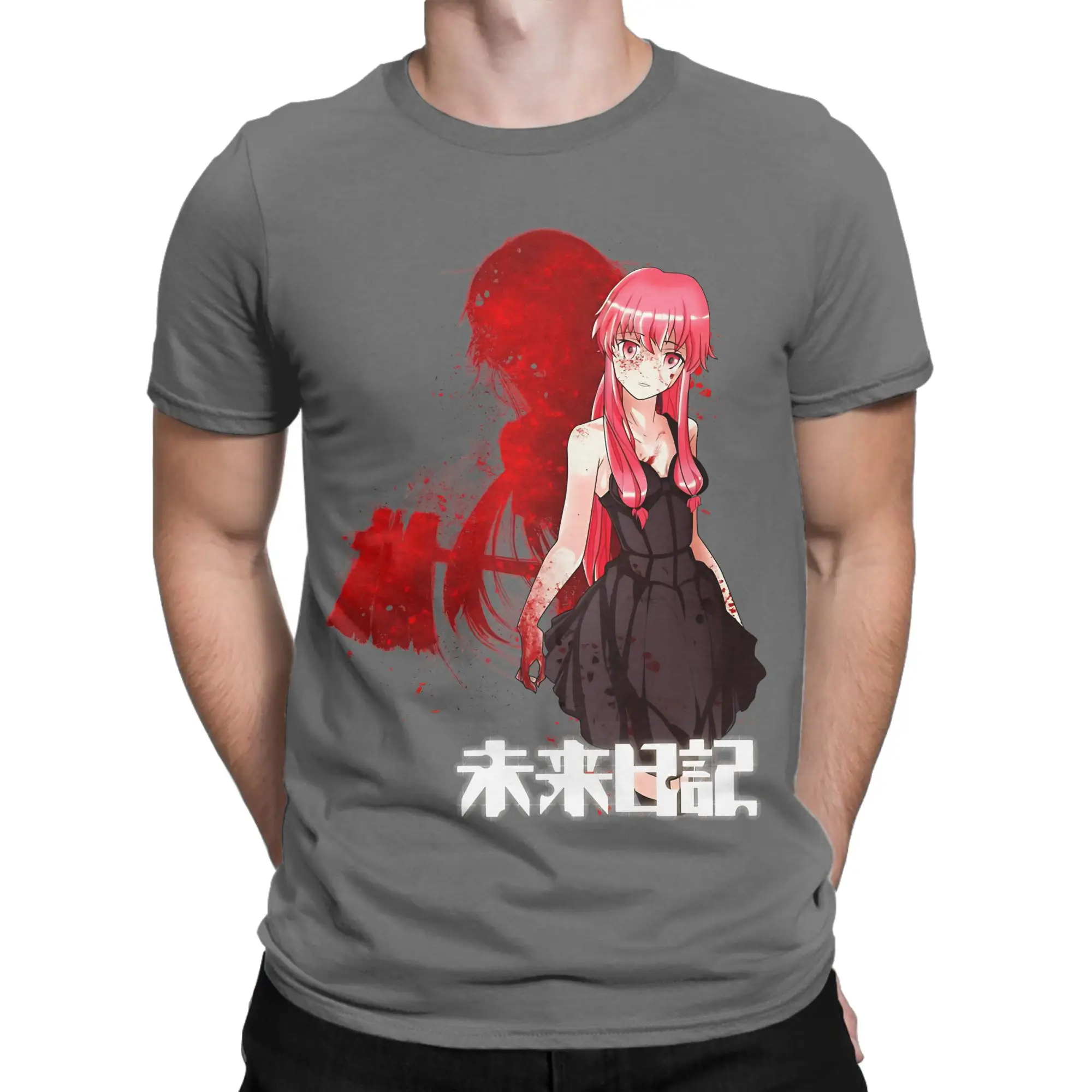 Harajuku T Shirt Beach Mirai Nikki Hip Hop T-Shirts Future Diary Cotton Tee Shirt for Male Y2K Retro Loose Short Sleeve Clothes