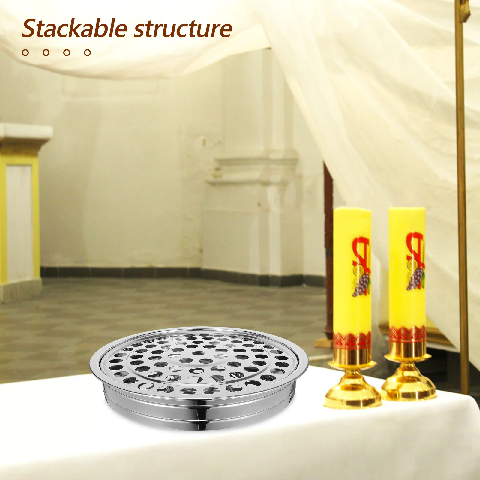 Holy Communion Tray Stainless Steel 72 Cup Stackable Design Church Supplies Communion Plate Serving Tray for Ceremony