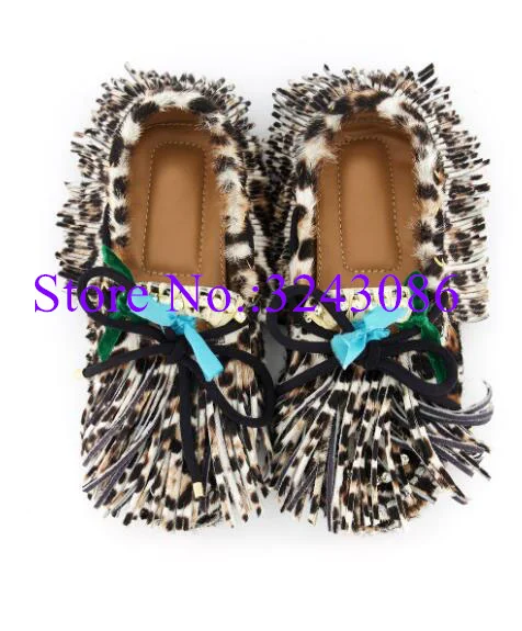 

Sexy Leopard Fringe Woman Loafers Fashion Butterfly-knot Rivets Lady Flat Shoes Female New Comfortable Casual Shoes Dropship