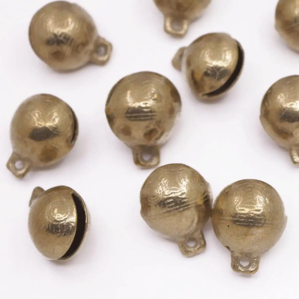 10PCS Collectibles 15mmX19mm Tibetan Brass Copper  Craft Tiger's Head Bells Feng Shui