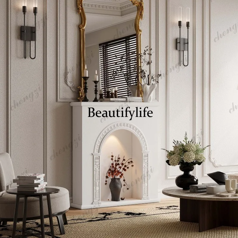 French fireplace European simple cream style decorative cabinet American French relief porch storage cabinet