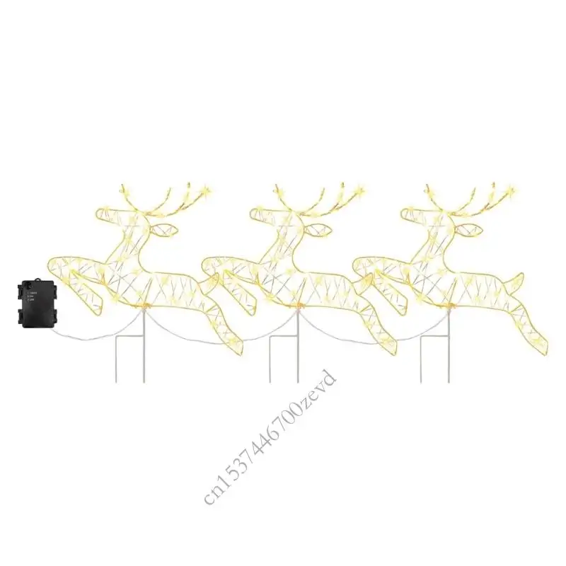 

3pcs Reindeer Christmas Pathway Light Outdoor Decorations Battery Powered LED Pathway Marker Yard Stakes P9YB