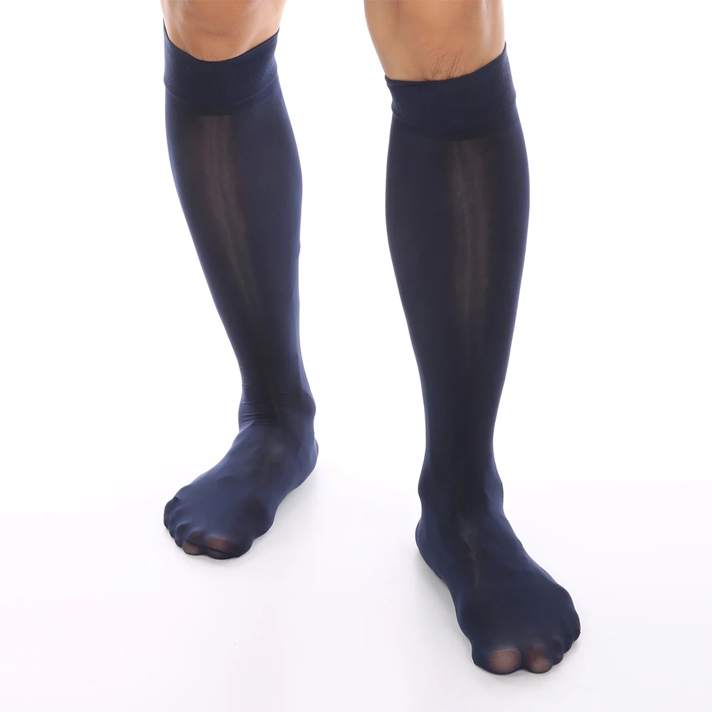 Black Silk Stretchy Knee High Sheer Long Socks Oil Shiny Pantyhose Silk Stretchy Mens Nylon Silk Stretchy Item