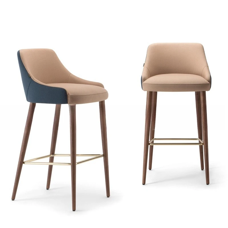 

Simple and modern solid wood bar chair, Nordic fashion fabric bar cafe KTV leisure high chair