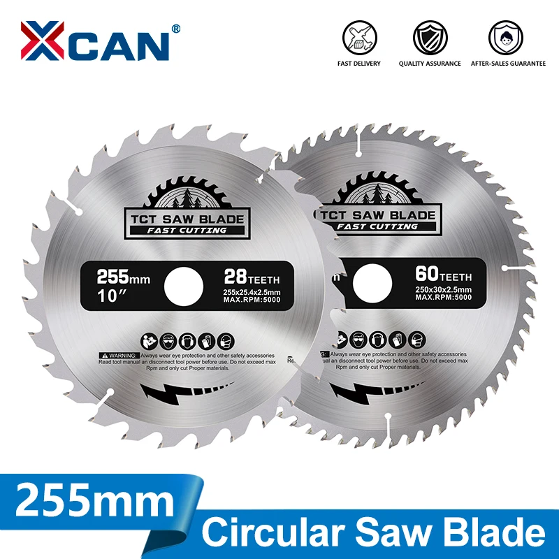 xcan-1pc-255-ミリメートル丸鋸刃-28t-60t-80t-超硬木材切断ディスク-tct-鋸刃木工切削工具