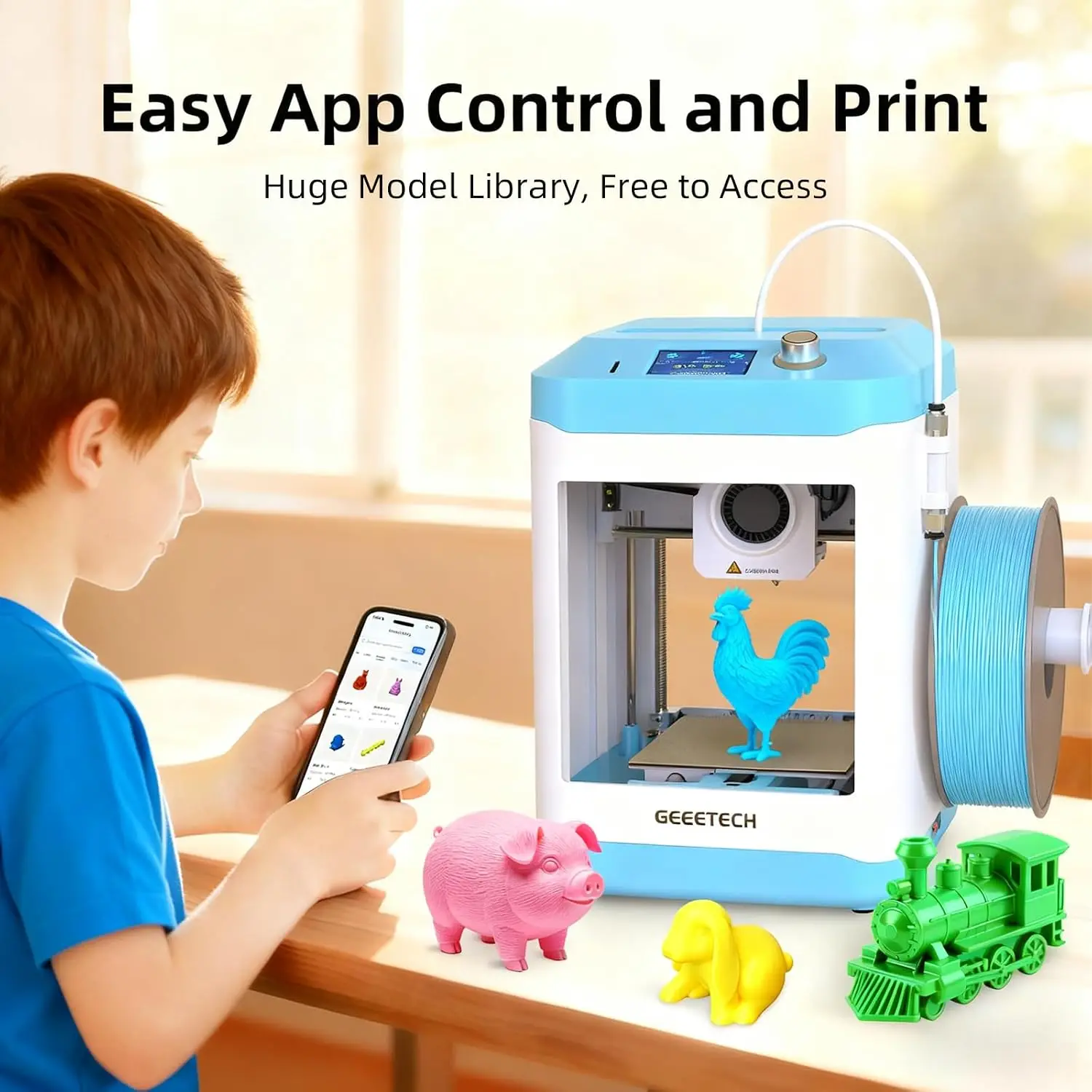 Kids Beginners Smart 3D Printer WiFi APP Control High Speed Quality Printing Fully Assembled Auto Leveling