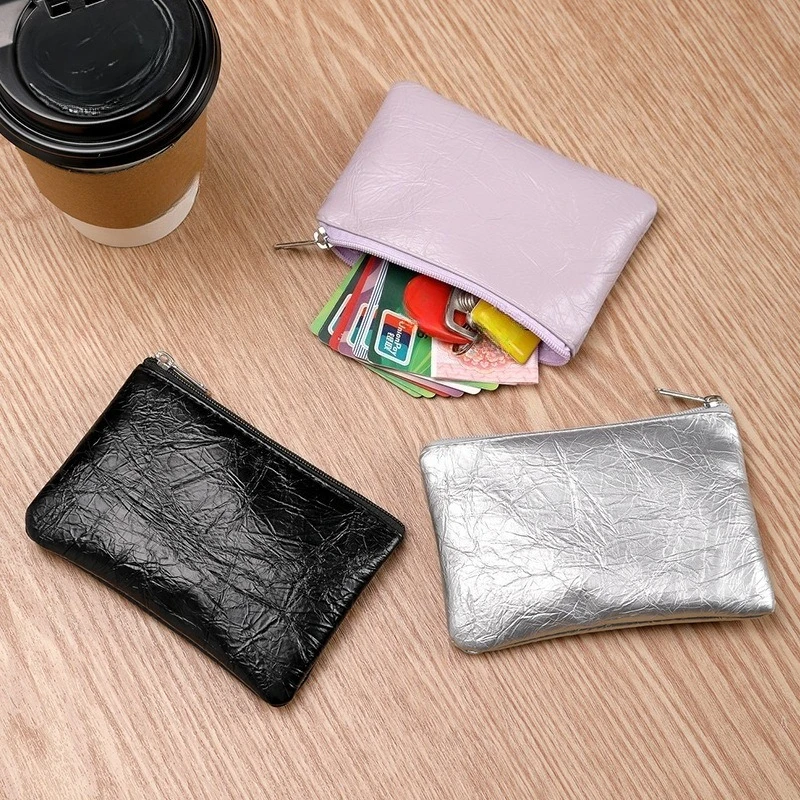 PU Leather Coin Purse New Ultra Thin Short Card Coin Key Storage Bag Pocket Purse Zipper Credit Card Holder Male Wallet