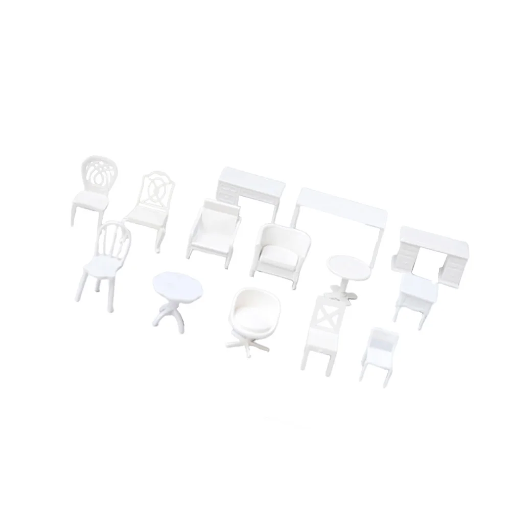 14 Pcs House Furniture Furnitue Model Kids Mini Table Kit Chair Desk Material