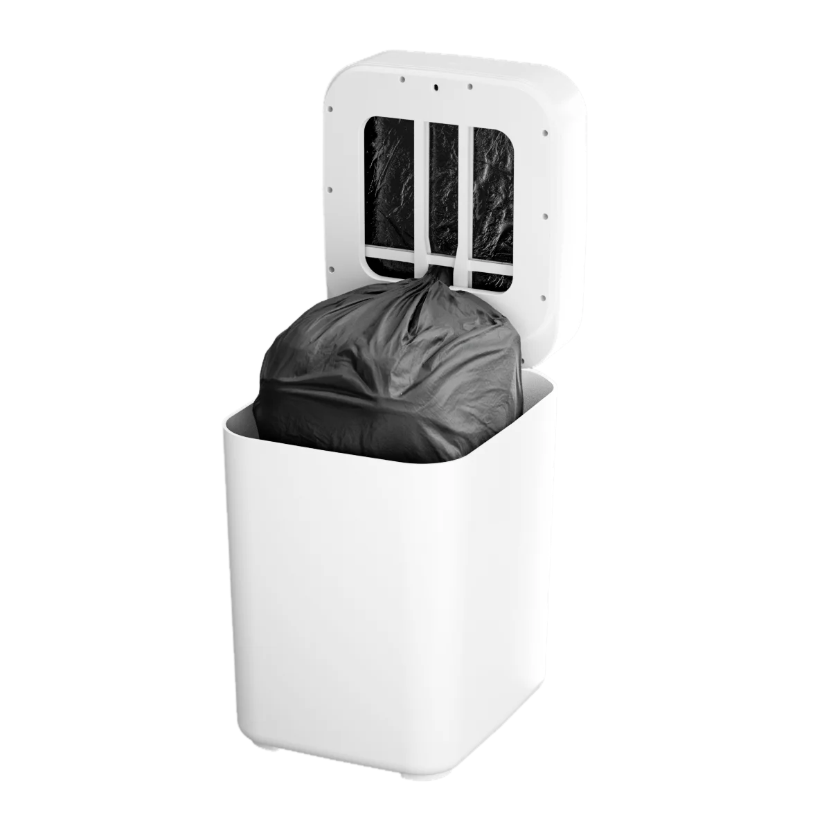 White Kitchen Trash Can with Lid and Odor Filter, Motion Sensor Rectangular Trashcan for Home Office Work Bedroom Living Room