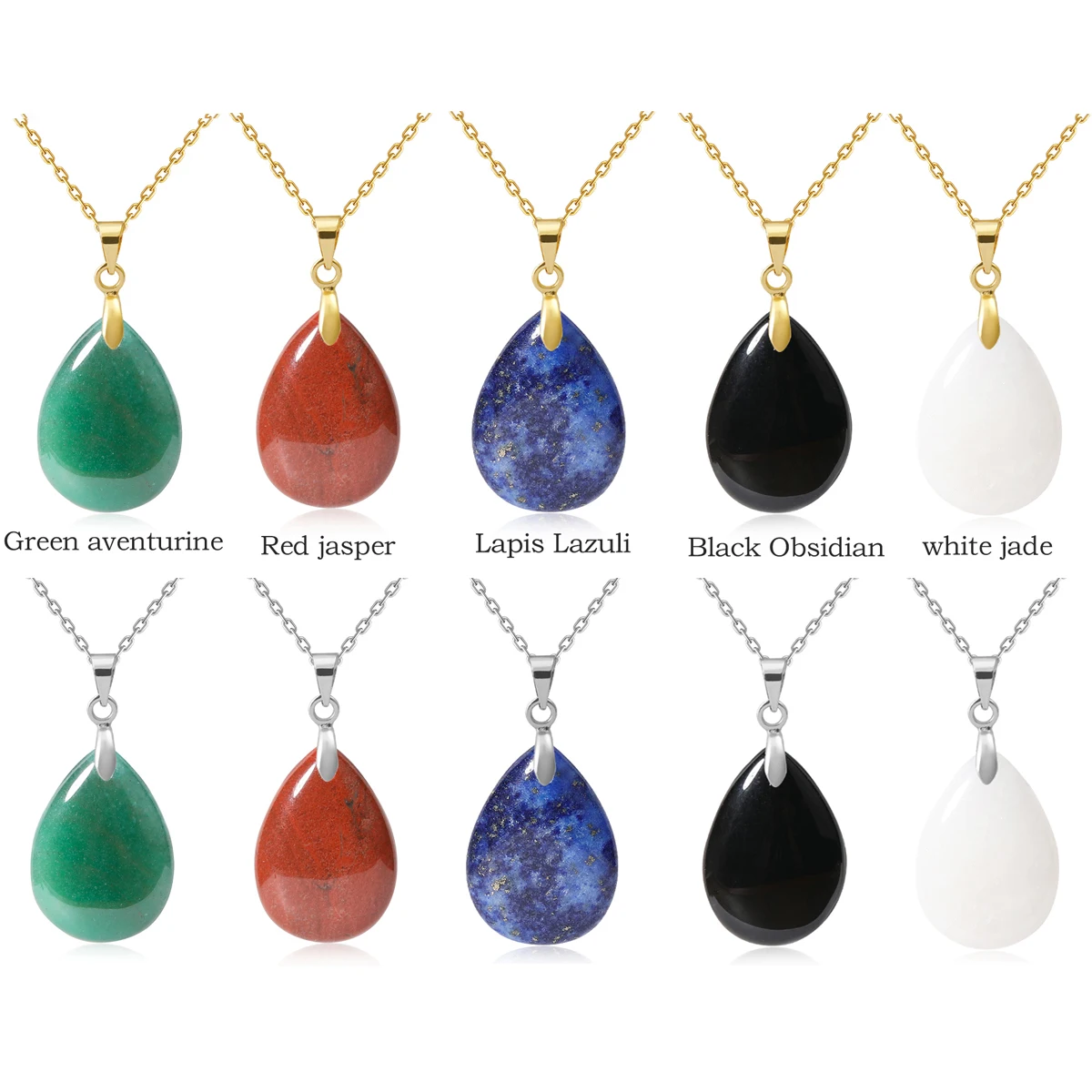 Natural Stone Crystal Pendant Teardrop Fashion Necklace For Diy Necklace Earrings Making Jewelry Christmas Friendship Gift