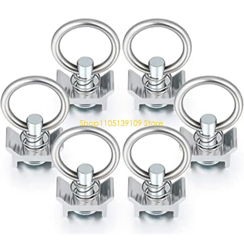 P5ED Trailer Tie-Down Clip L Track Single Fitting Set with 360 Degree Turning Design, 16 Piece L-Track Hardware