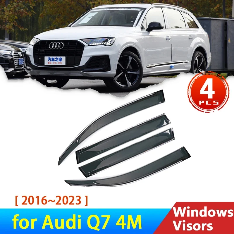 

Wind Shield For Audi Q7 MK2 4M 2016~2023 Accessories Black Deflectors Car Windowa Visors Auto Rain Eyebrow Guards 2017 2022 2021