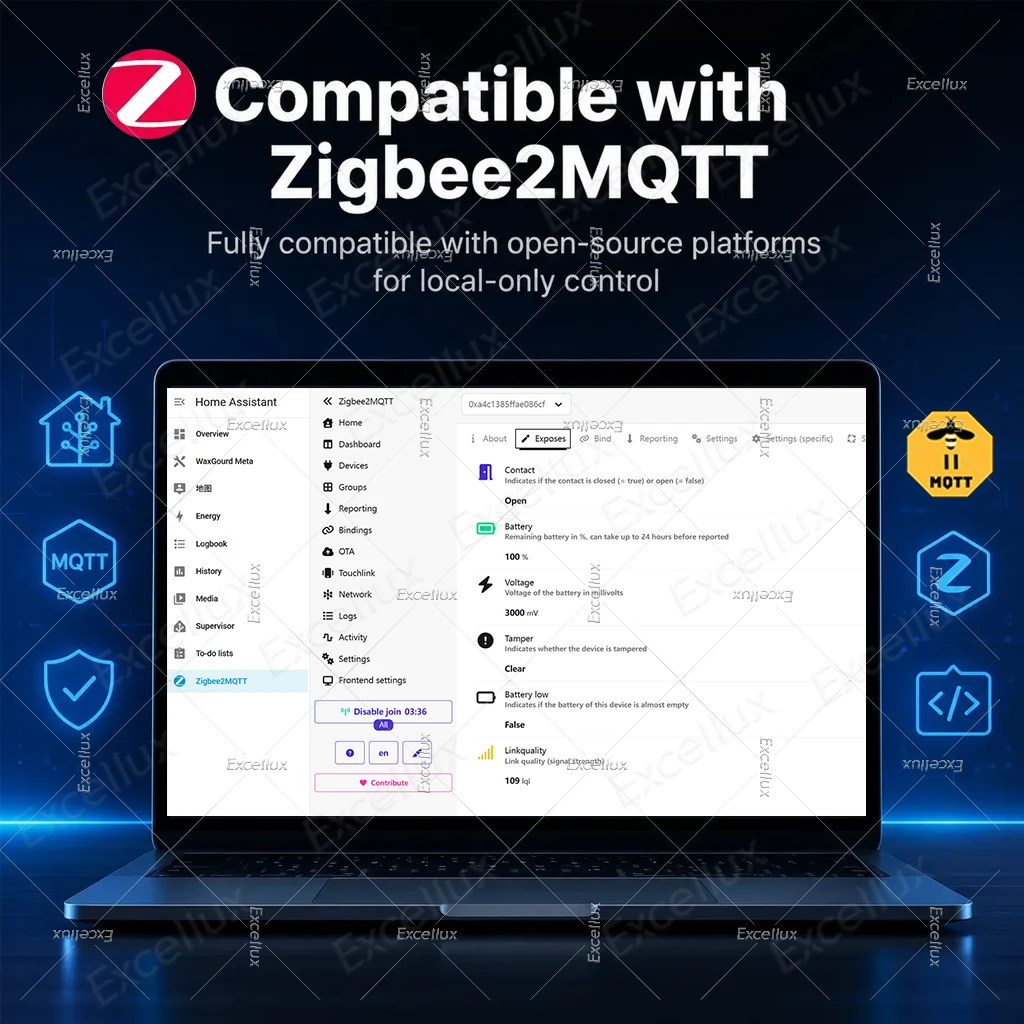 Zigbee Door Sensor Window Sensor Anti-Thief Magnetic Contact Sensor Need Hub Works with Home Assistant Zigbee2MQTT Yandex Alexa