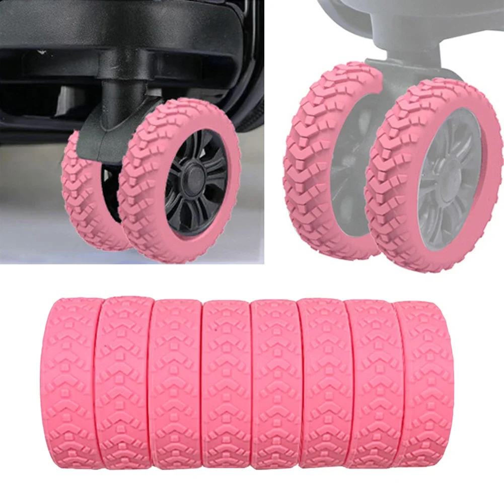 8PCS Luggage Wheels Protector Silicone Wheels Caster Shoes Travel Luggage Caster Shoes Suitcase Reduce Noise Wheels Covers