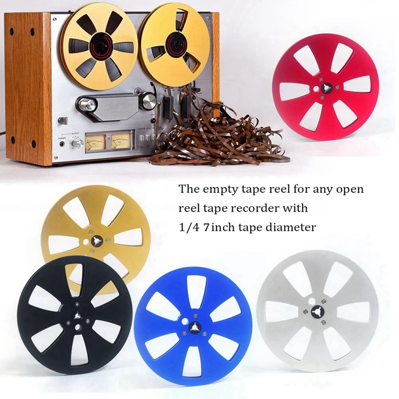 ABNO-7 Polegada 6 Buracos 1/4 Vazio Take Up Carretel Para Carretel Pequeno Hub Carretéis de Fita Vazios Máquina de Abertura Bandeja de Metal Gravador de Fita Peças