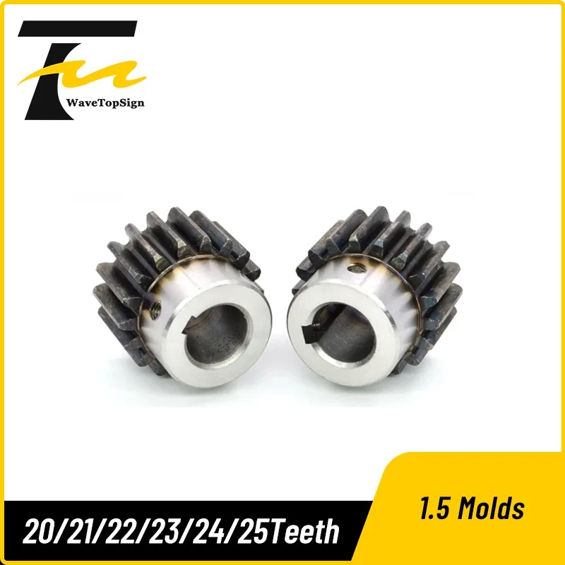 wavetopsign Spur Gear 1.5 Modulus 20T 21T 22T 23T 24T 25T With Key Carbon Steel CNC Gear Rack Transmission Motor Gear