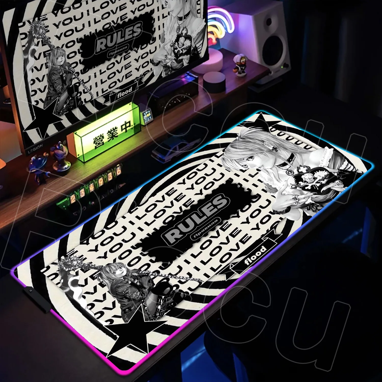 RGB 500x1000mm hot Japanse manga Death Note Verdikte LED Muismat XXL Gaming Toetsenbord Notebook uitbreiden Bureau mat PC accessoires