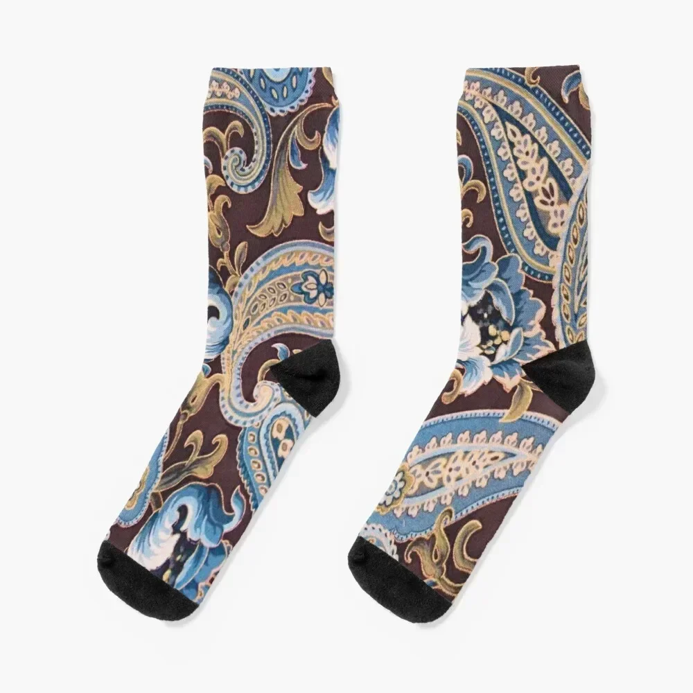 

Blue Brown Vintage Paisley Socks new year aesthetic cute christmas gifts Woman Socks Men's