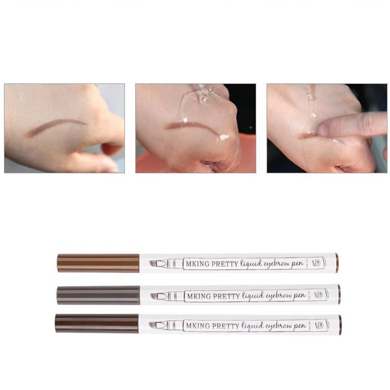 4 Colors Eyebrow Pen Waterproof Liquid Eyebrow Pencil Long Lasting Eyebrow Tattoo Pen Cosmetics 4 Point Liquid Eyebrow Pencil