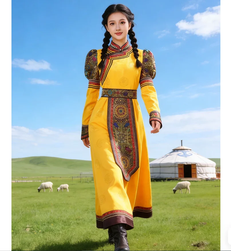 New Mongolian costume women's dance performance dress long skirt