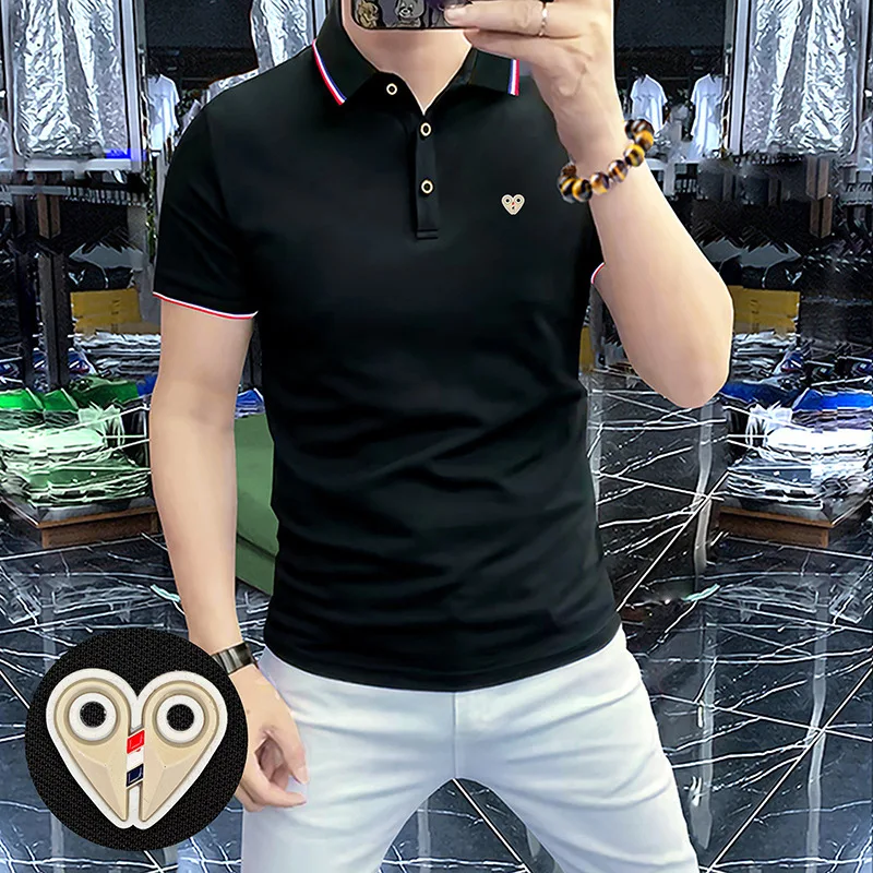 Popular Men's Short Sleeve Polo Shirt Ice Silk Breathable Slim Fit Fashion Versatile Male Top Casual Daily Wear Male Clothing