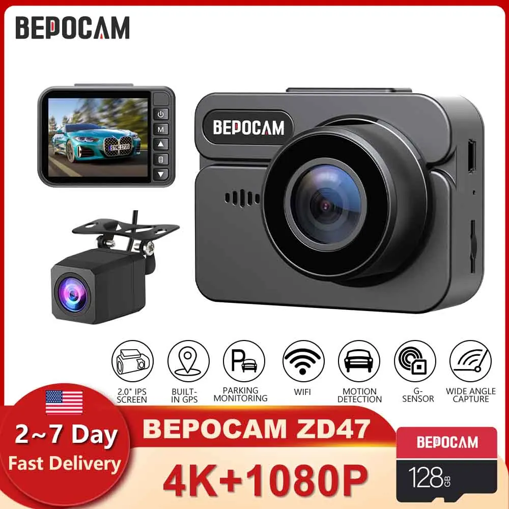 BEPOCAM ZD47 4K Dash Cam Front and Rear Car Camera 2