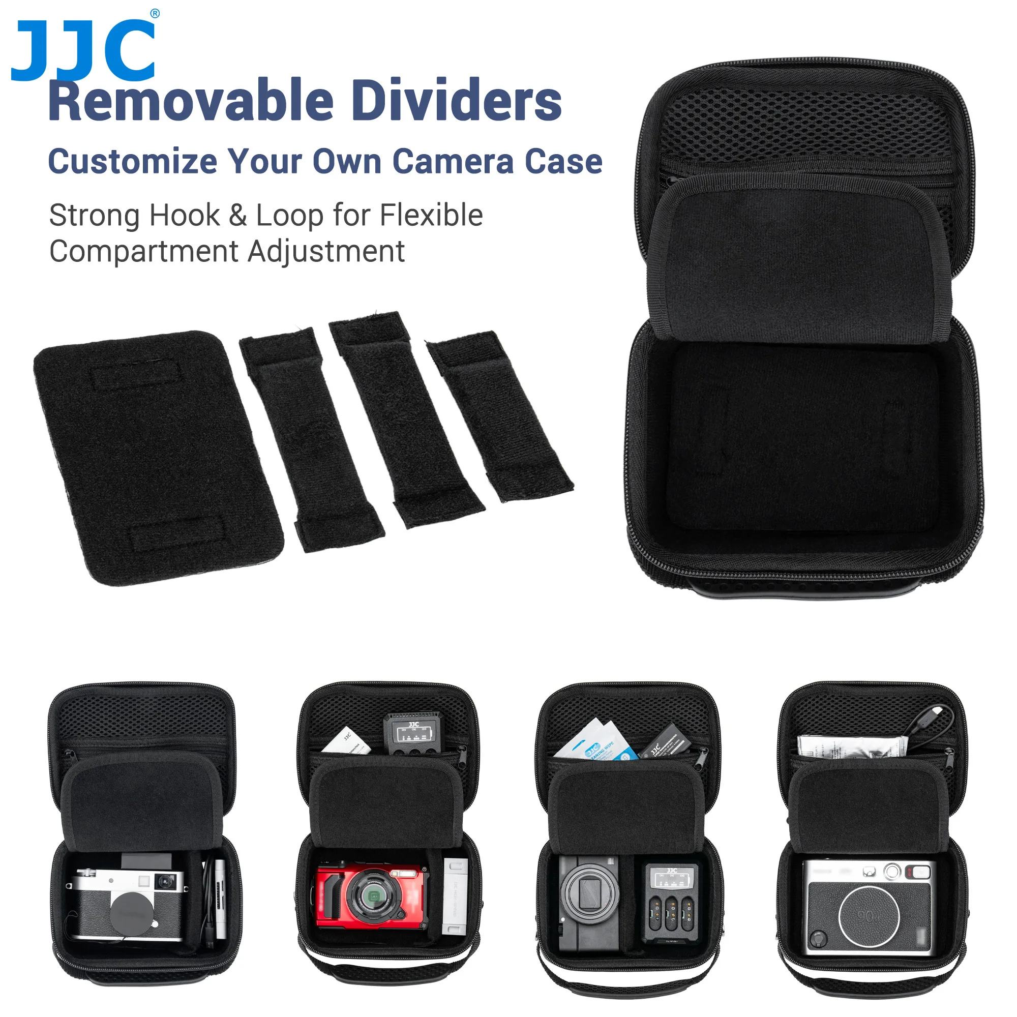 JJC Durable EVA Camera Storage Bag with Movable Dividers Camera Case Pouch for Olympus TG-7 TG-6 Gopro Hero 11 DJI Osmo Action 6