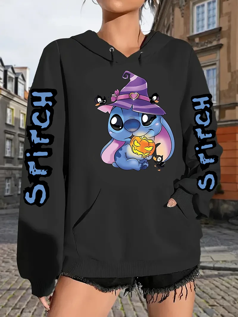 

Kawaii Stitch Disney Hoodie Women's Sweatshirts Halloween Y2k Hoodies Long Sleeve Stitch Woman Clothing Hoodies Hooded Shirt