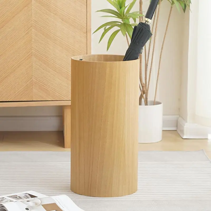 Solid Wood Umbrella Holder Vintage Entrance House Porch Umbrella Stands Large Capacity Round Storage Bucket Household Items