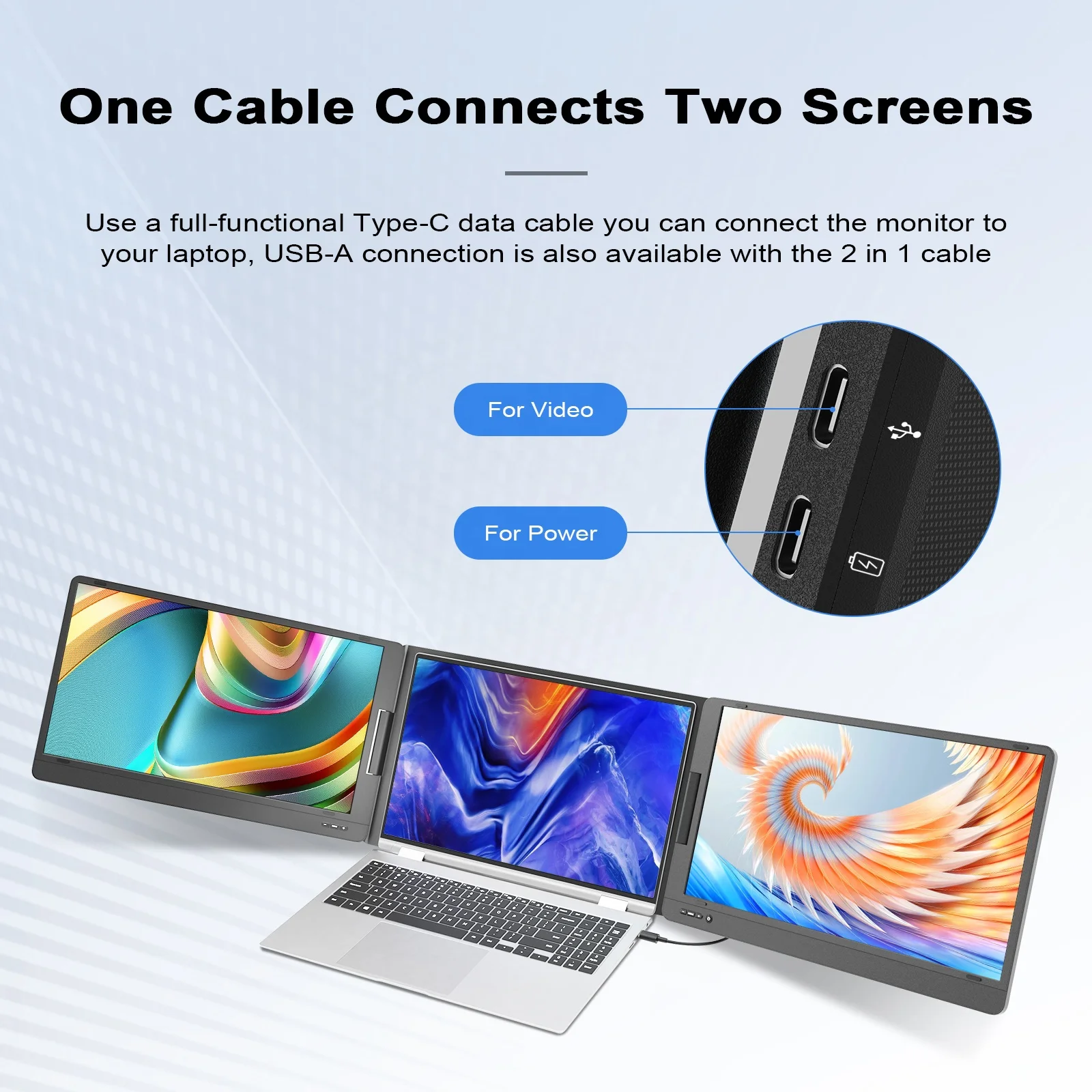 eccellente multi funzione portatile triplo monitor doppio schermo 14 pollici FHD IPS tipo C prolunga a due schermi per laptop aziendale non