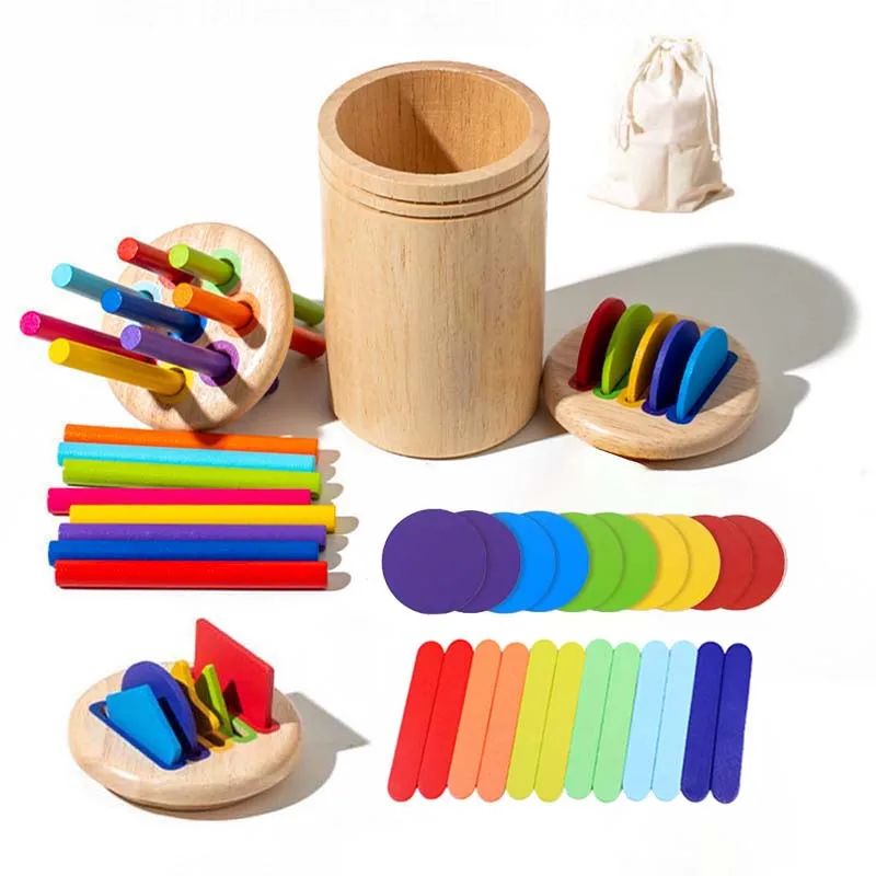 Wooden Matching Toys Montessori Color Matching Sorting Stick Balance Toy Fine Motor Skills Math Learning Educational Toys Kids