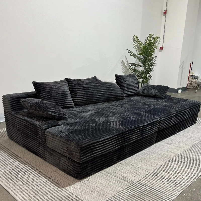 

Thick striped corduroy plush modular combination sofa