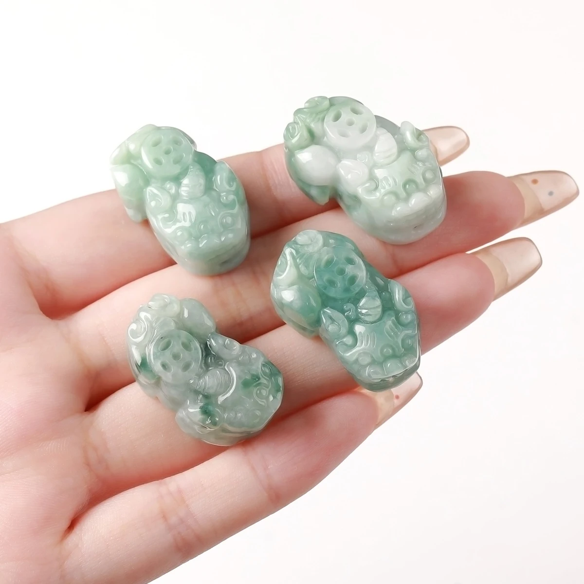 

JD Grade A Natural Jadeite Carved Pixiu Loose Spacer Beads for DIY Bracelet Necklace Cord Jewelry Making Supplies
