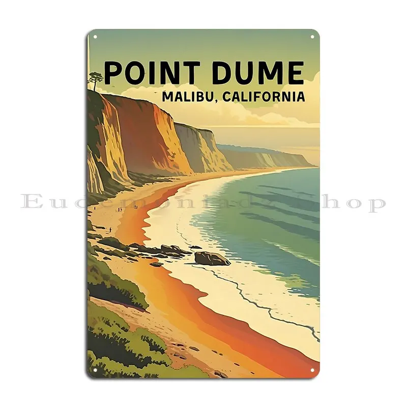 Point Dume Malibu California Vintage Travel Print Metal Sign Personalized Club Printing Pub Create Tin Sign Poster