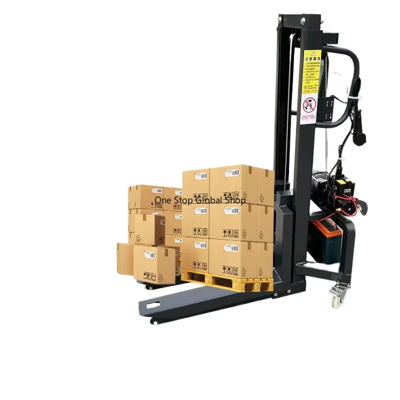 300kg Electric Forklift 1.6m Lifting Self-Loading Pallet Stacker Battery Powered for Construction Handling Use