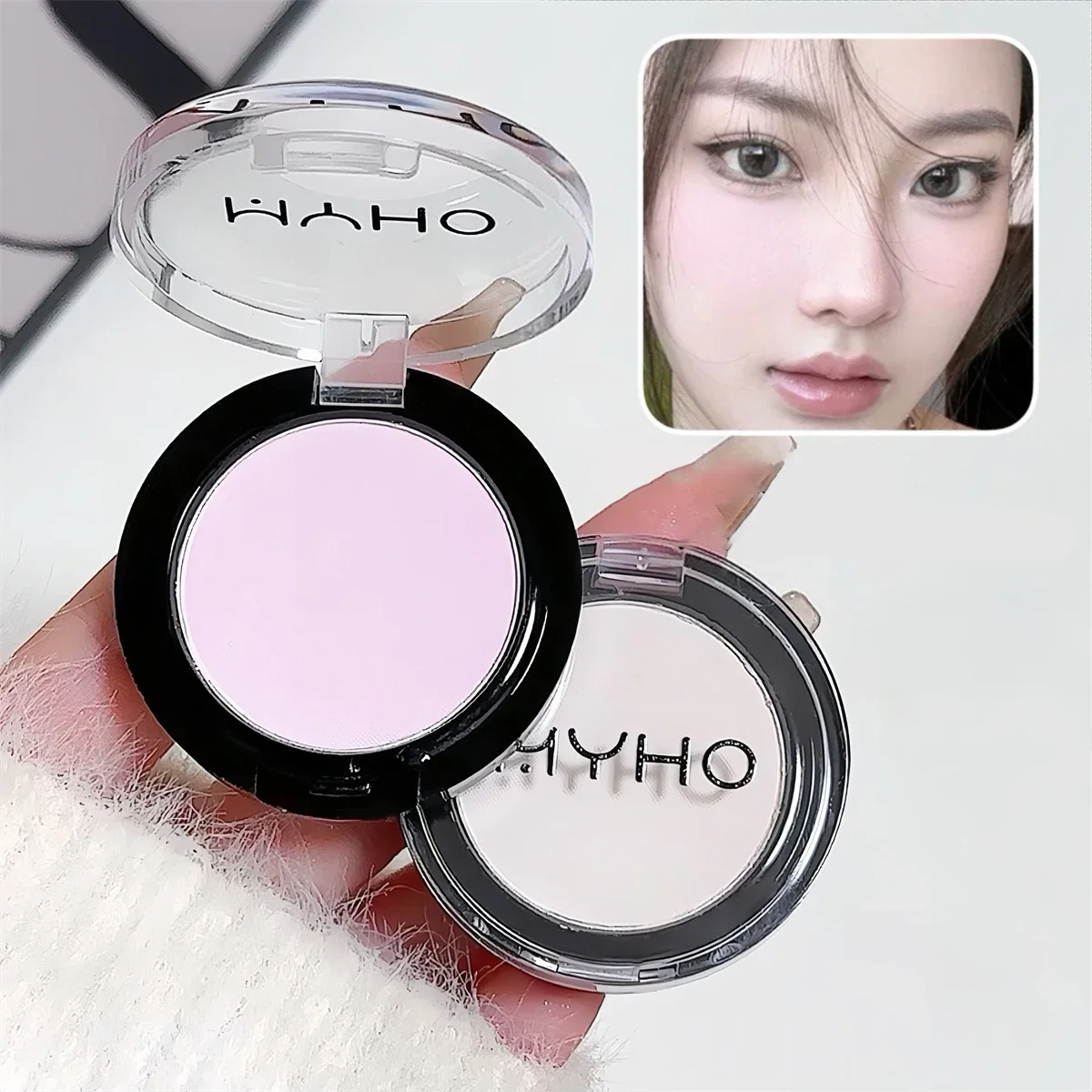 Evidenziatore bianco opaco Palette di fard rosa viola Ombretto in polvere Impermeabile duraturo Contorno viso Cosmetici per trucco illuminante