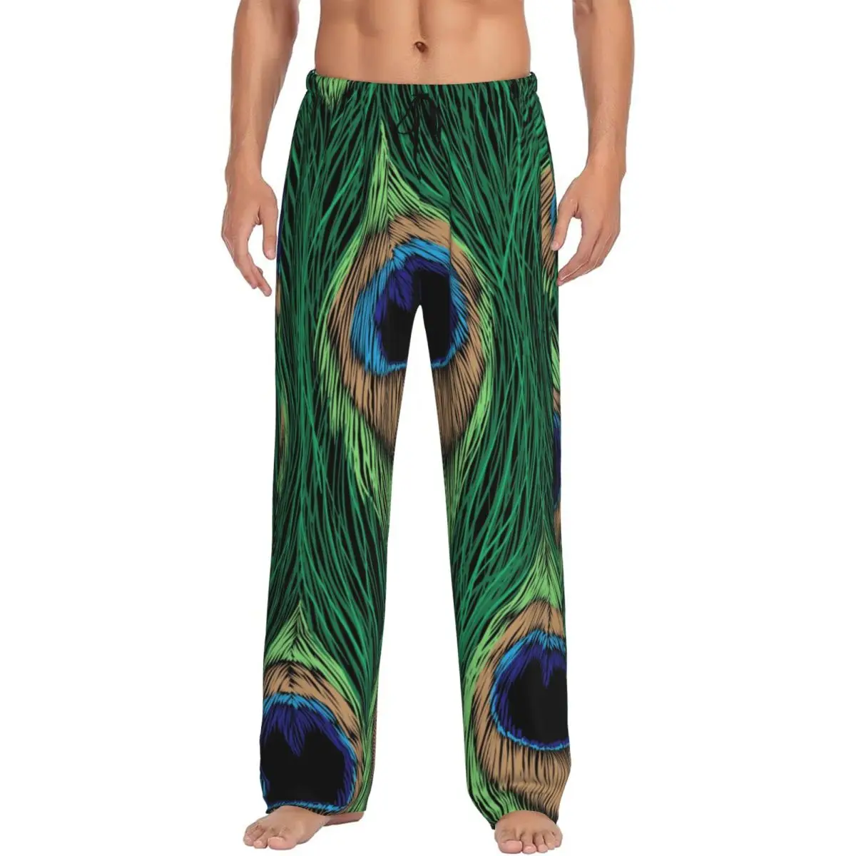 Peacock Feathers Men Sleep Bottoms Male Lounge Trousers Men's Pajama Pants