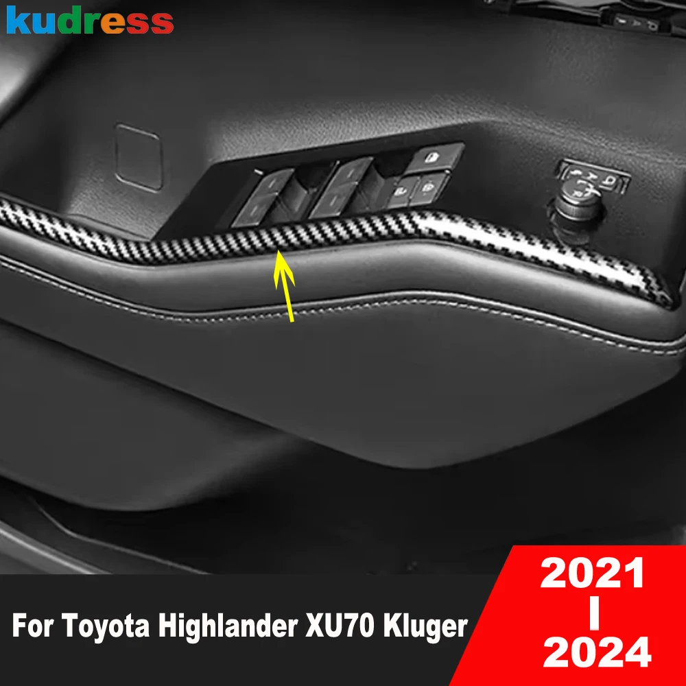 

Для Toyota Highlander XU70 Kluger Hybrid 2021-2024 деревянное зерно автомобиля внутренняя дверь переключатель подъема окна боковая полоса отделка аксессуары