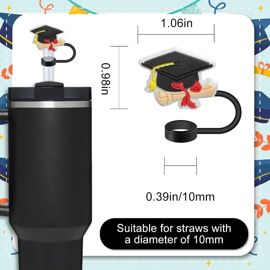 Выпускной соломенный топп для Кубка Стэнли 10 мм, необычная соломенная крышка, выпускная соломенная крышка, школьный колледж, фестиваль, вечеринка, Acce