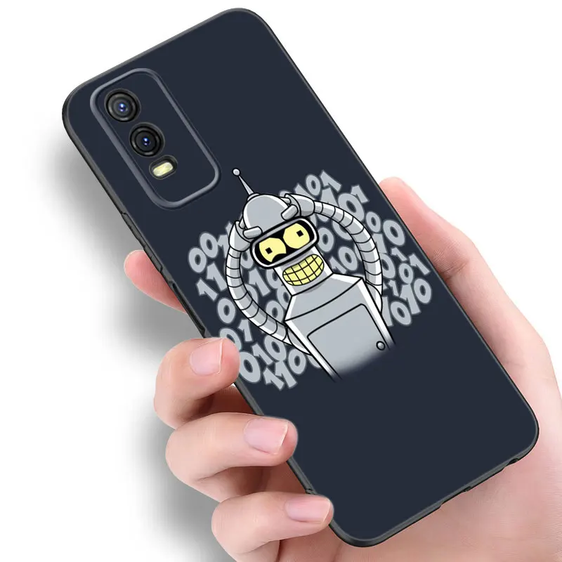 Cartoon F-Futuramas Black Silicone Phone Case For Vivo V27 V29 e V30 X80 X90 Pro Y17 Y21 Y22 Y33 S Y16 Y20 Y27 Y35 Y36 Y55