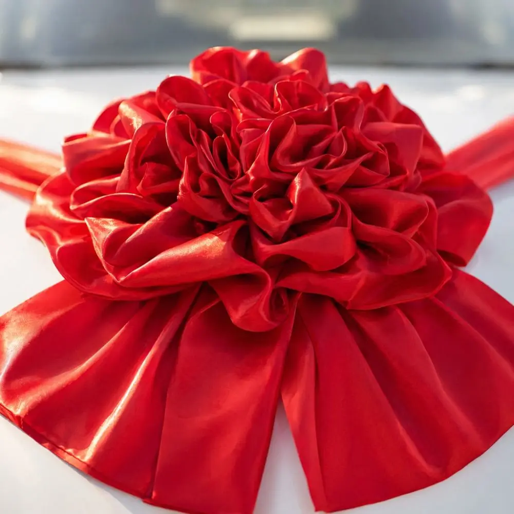 Luxury Large Wedding Car Front Decor Full Set Red Floral Ball Flower Arrangement Romantic Car Ornament Kit Wedding Convoy