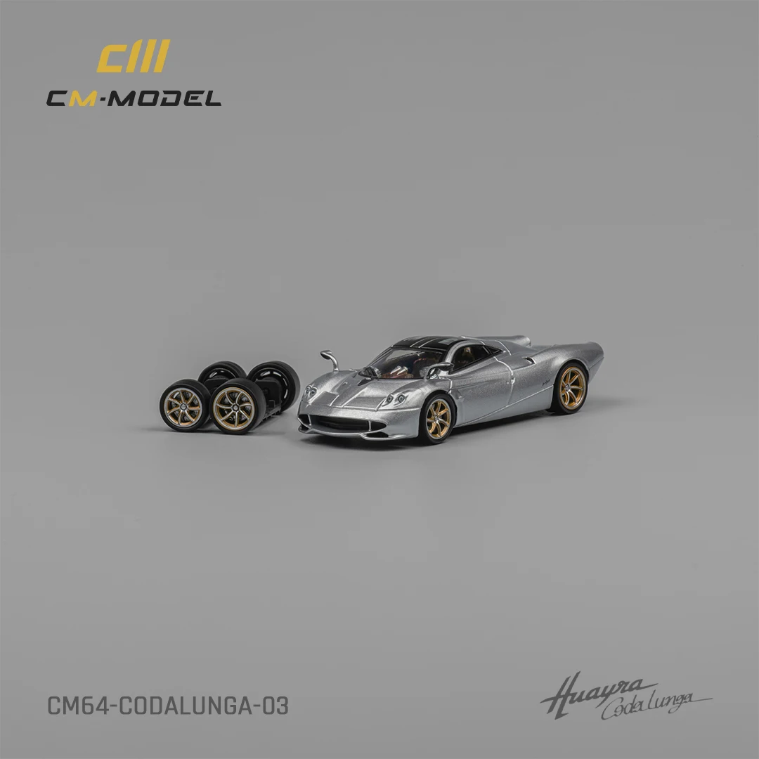 ** Pre ordine ** CM modello 1:64 Huayra Codalunga Metallic Silver Diecast MODEL Car